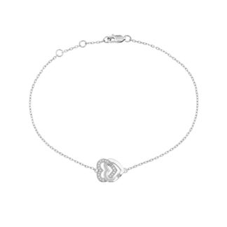 Bracelet double coeur et diamants