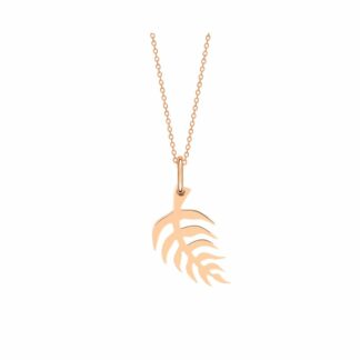 collier ginette NY mini palms feuille de palmier en or rose