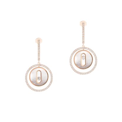 Boucles d'oreilles Lucky Move Nacre Blanche et Diamants 12764PG