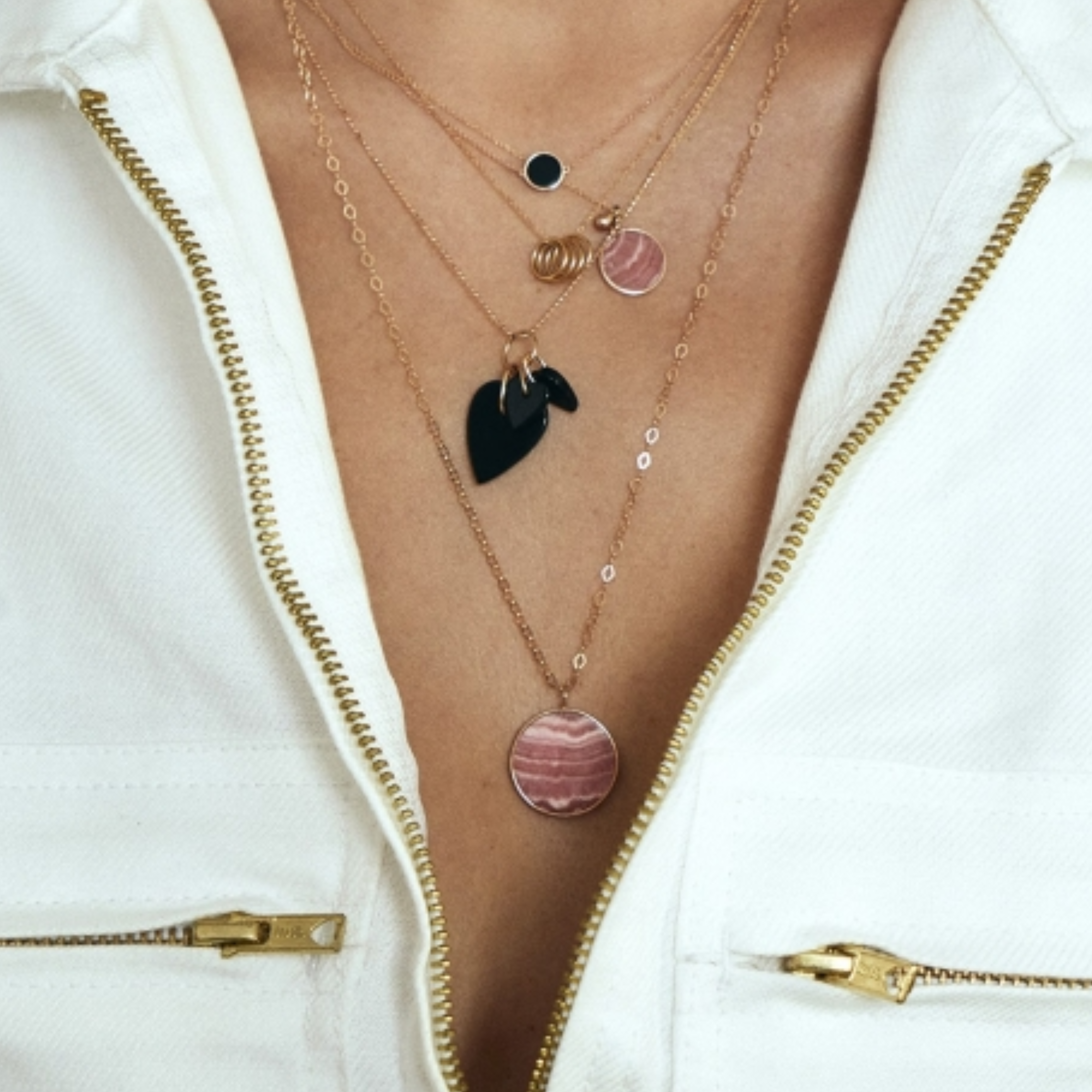 Ginette NY collier Ever Rhodochrosite Disc sur chaîne – Image 3