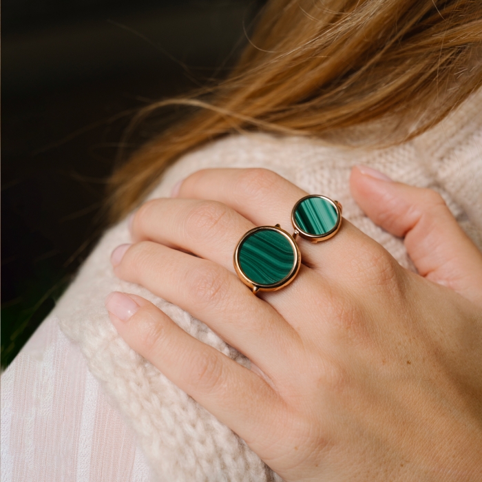 Ginette NY bague Baby Disc Malachite – Image 3