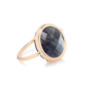 Ginette NY bague Pixie Black MOP Baby Disc Ring