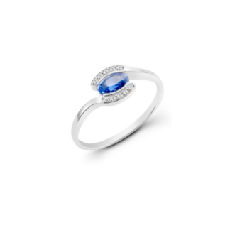 Bague "Parenthèse" en or gris, saphir et diamants