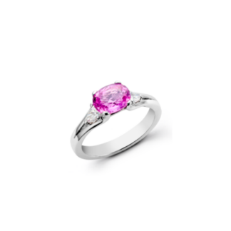 Bague saphir rose et diamants