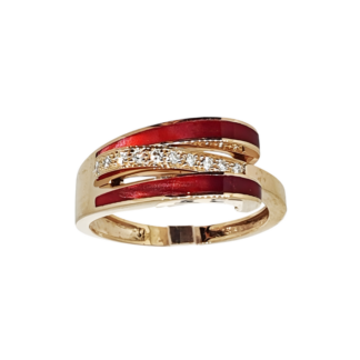 Clozeau bague en résine rouge et diamant